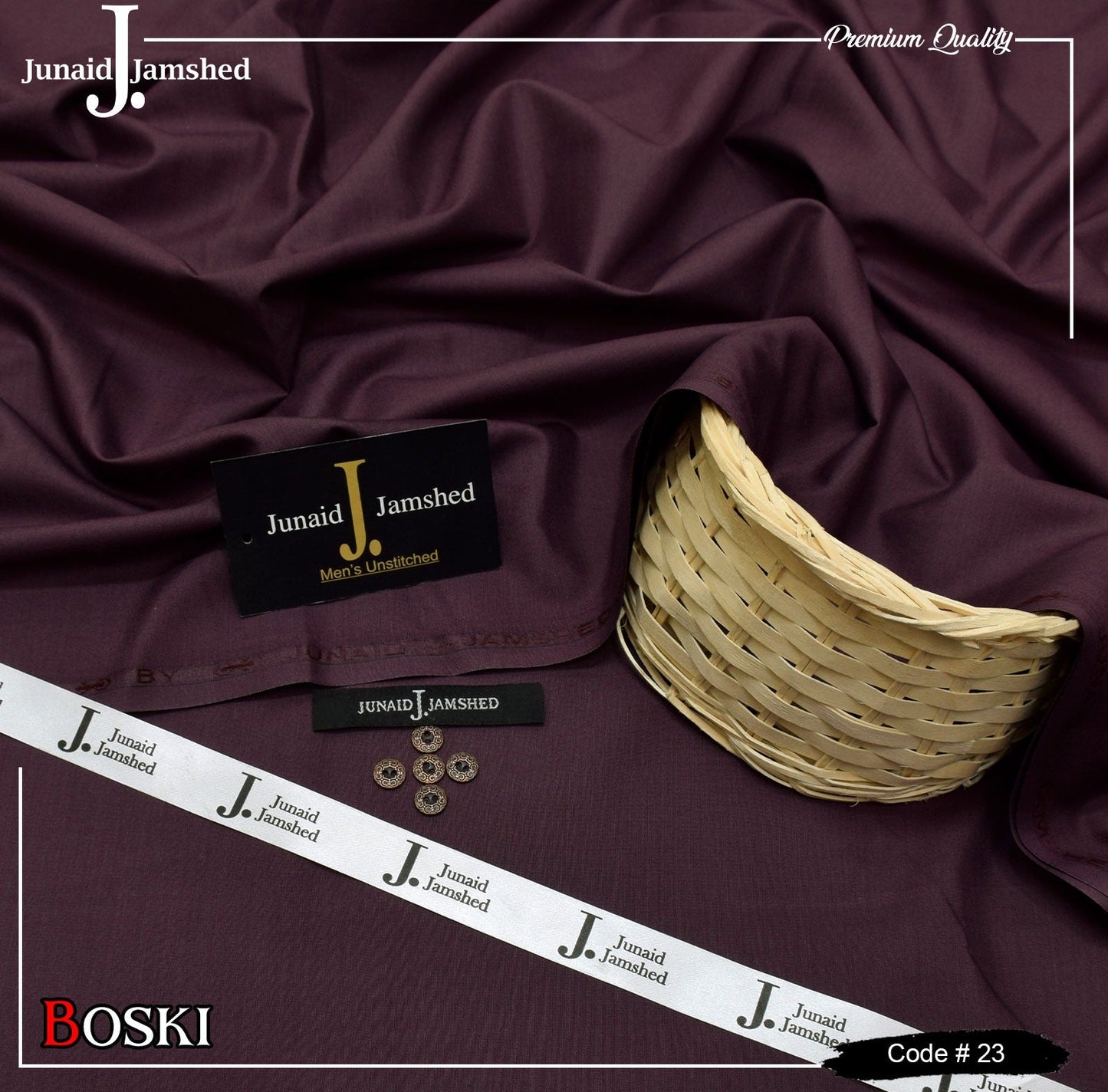 J. Junaid Jamshed wash and Wear Booski - Maroon