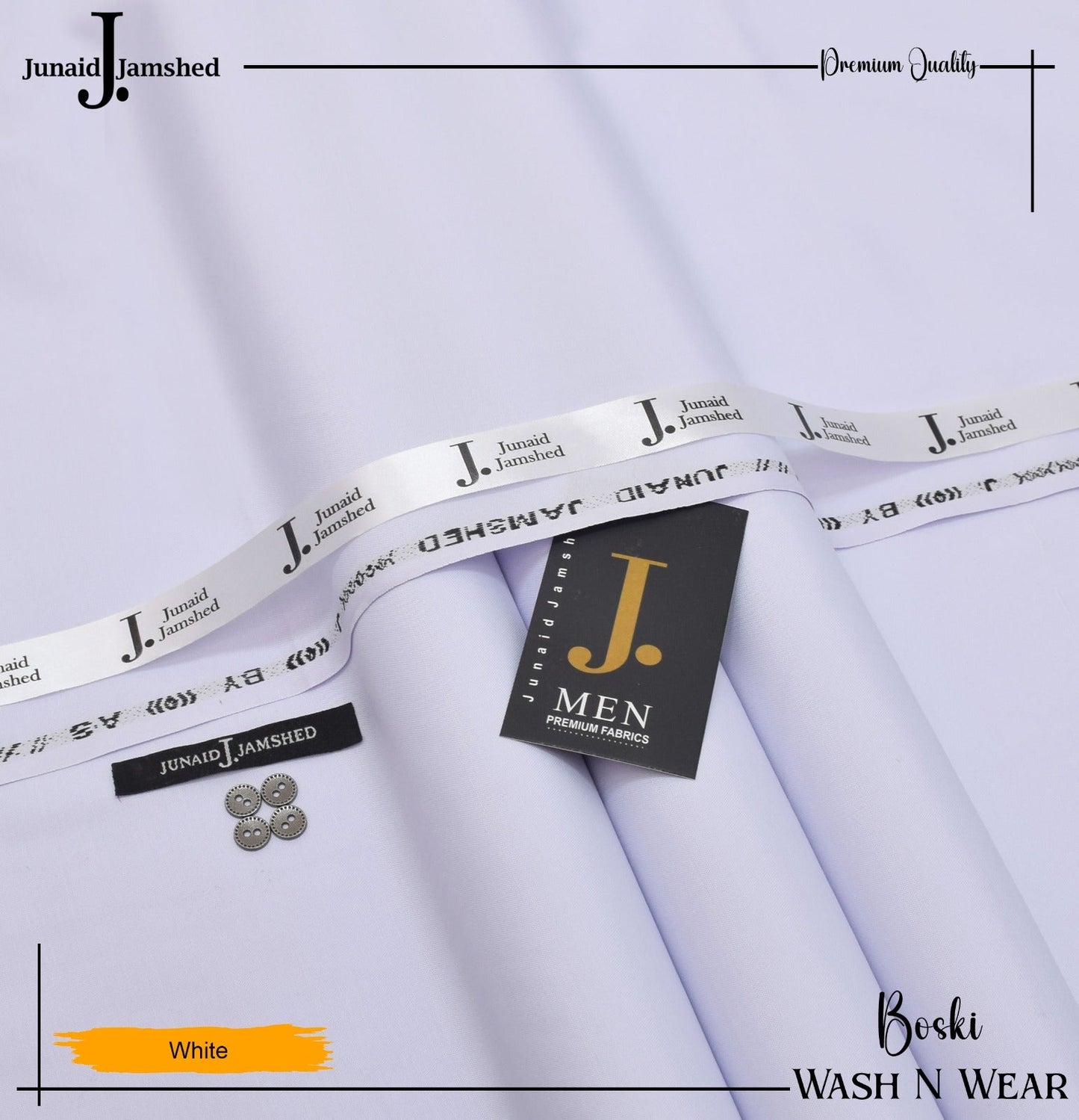 J. Junaid Jamshed wash and Wear Booski - White