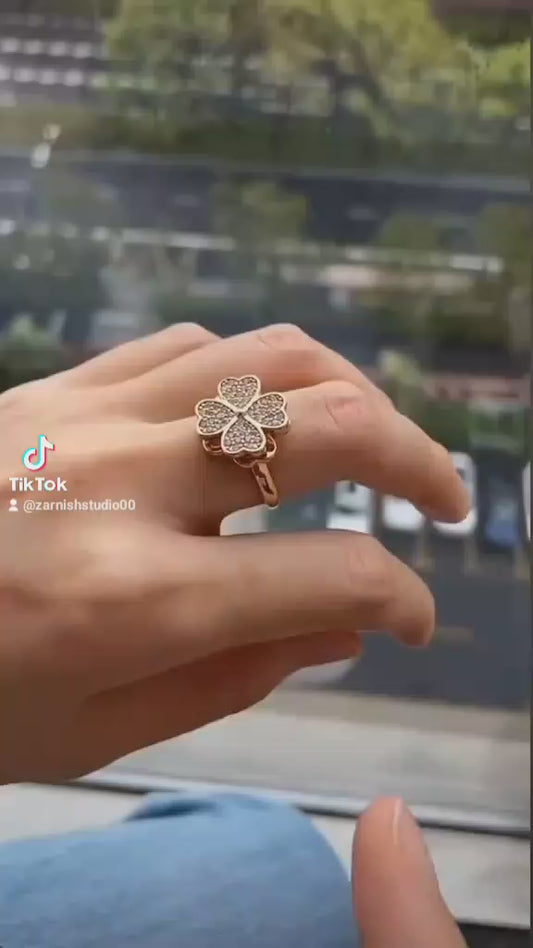 Four Leaf flower Spinner Ring